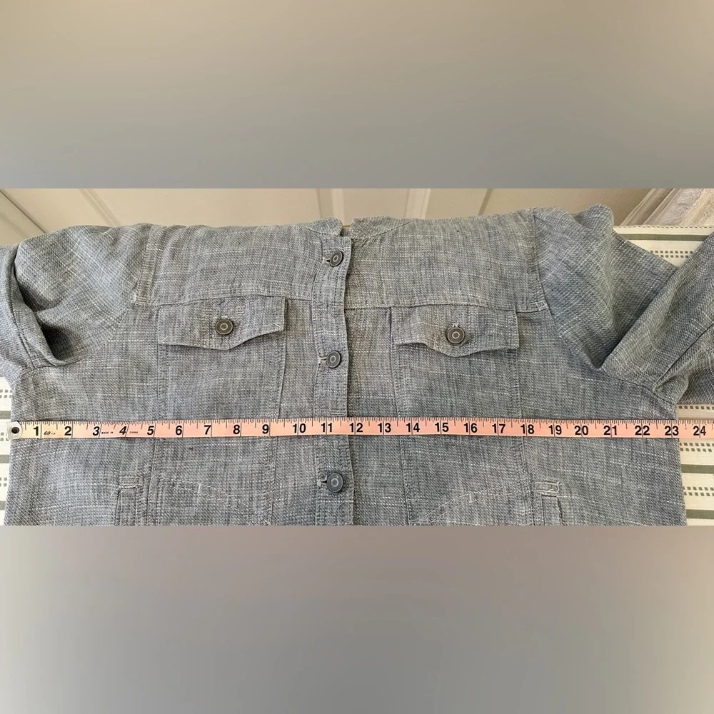 Jean jacket style Loft linen and cotton jacket with wide 3/4 sleeves. Size XL. - Picture 6 of 7